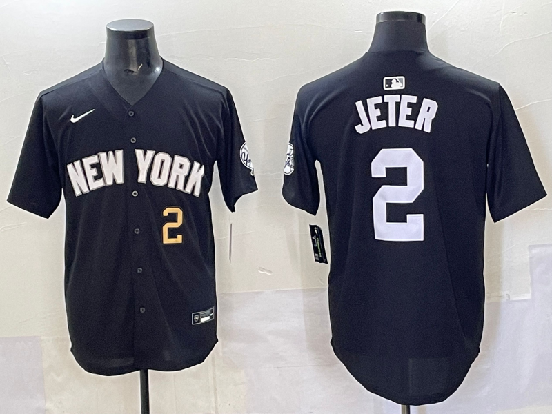 Men 2025 New York Yankees #2 Jeter black Nike MLB Jersey style 725008->new york yankees->MLB Jersey